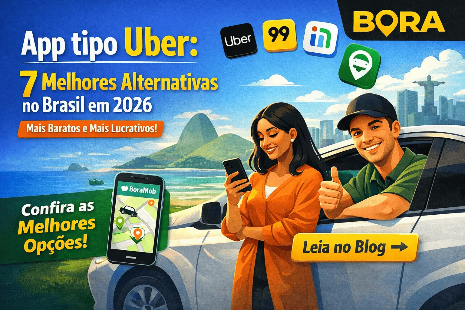  App tipo Uber: 7 melhores alternativas no Brasil em 2026 (mais baratas e lucrativas)
